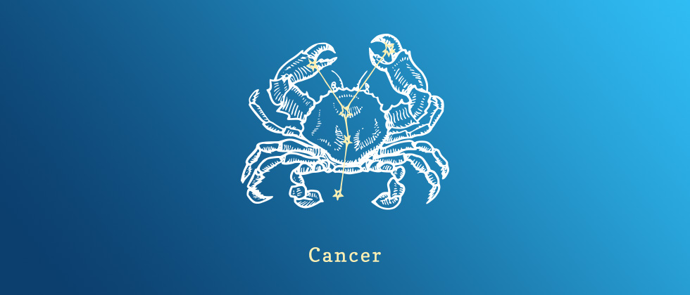 A horoscope cancer sign, which is a crab with stars aligned