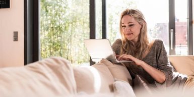Woman on laptop has a video date