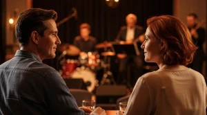 A couple enjoying jazz in a local venue together on a date.