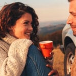Man and woman smile at each other and man wonders how you know you love someone