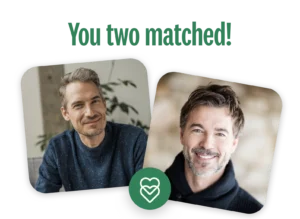 Two gay singles showing matched cards on eharmony