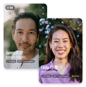 Asian profile of a woman and man as example for singles eharmony