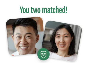 Korean single woman and man with headline "You two matched!"