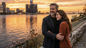 A couple enjoying the sunset over the detroit river in windsor. (Generated with AI) (Generated with AI) (Generated with AI) (Generated with AI) (Generated with AI)